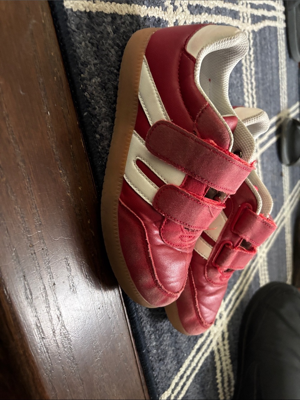 Kids Red and White Velcro Sneakers